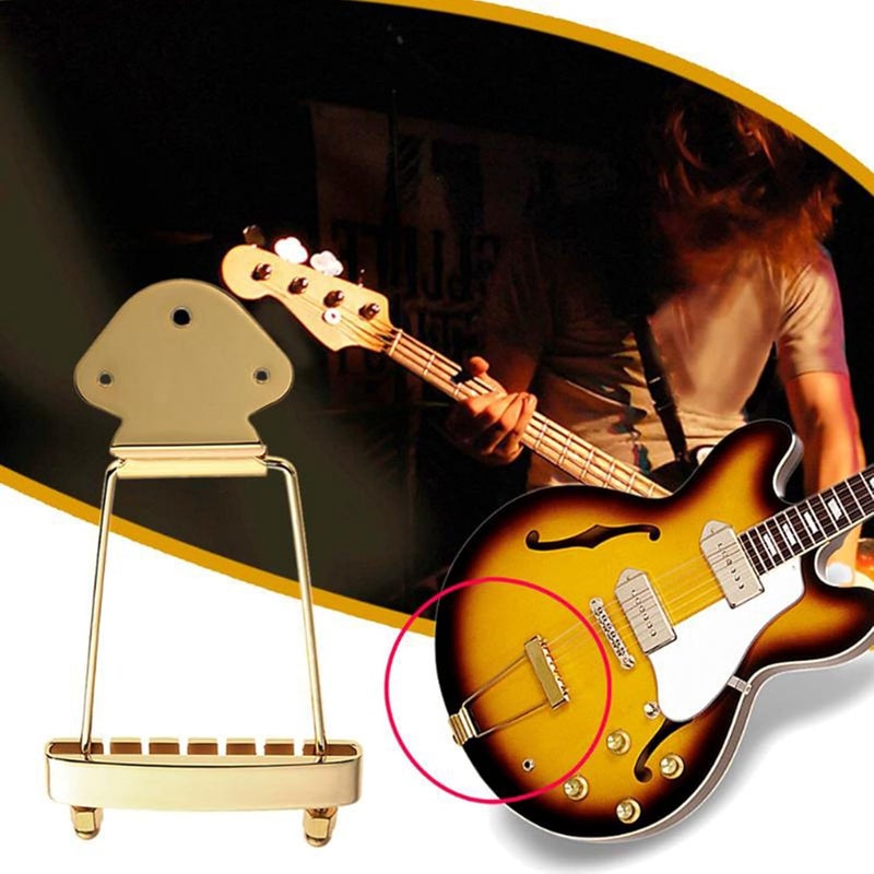 Wal front 6 String Guitar Trapeze Tailpiece Bridge Replacement Parts Metal Adjustable Bridge Tailpiece for Jazz Guitar Bass Guitar Tailpiece Bridge Replacement Parts (Gold) - Image 5